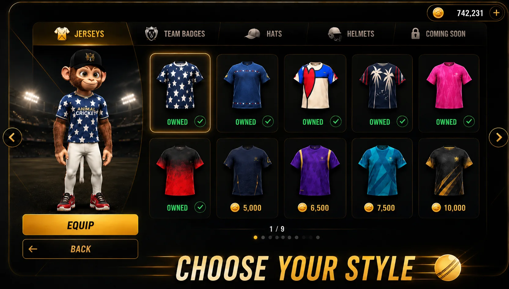 Dressed monkey previewing the jersey customization system